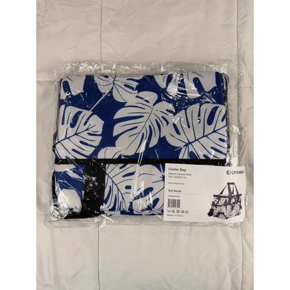 Speaqua Cooler Bag OS Blue Tropical Monstera Leaf Print Insulated NEW